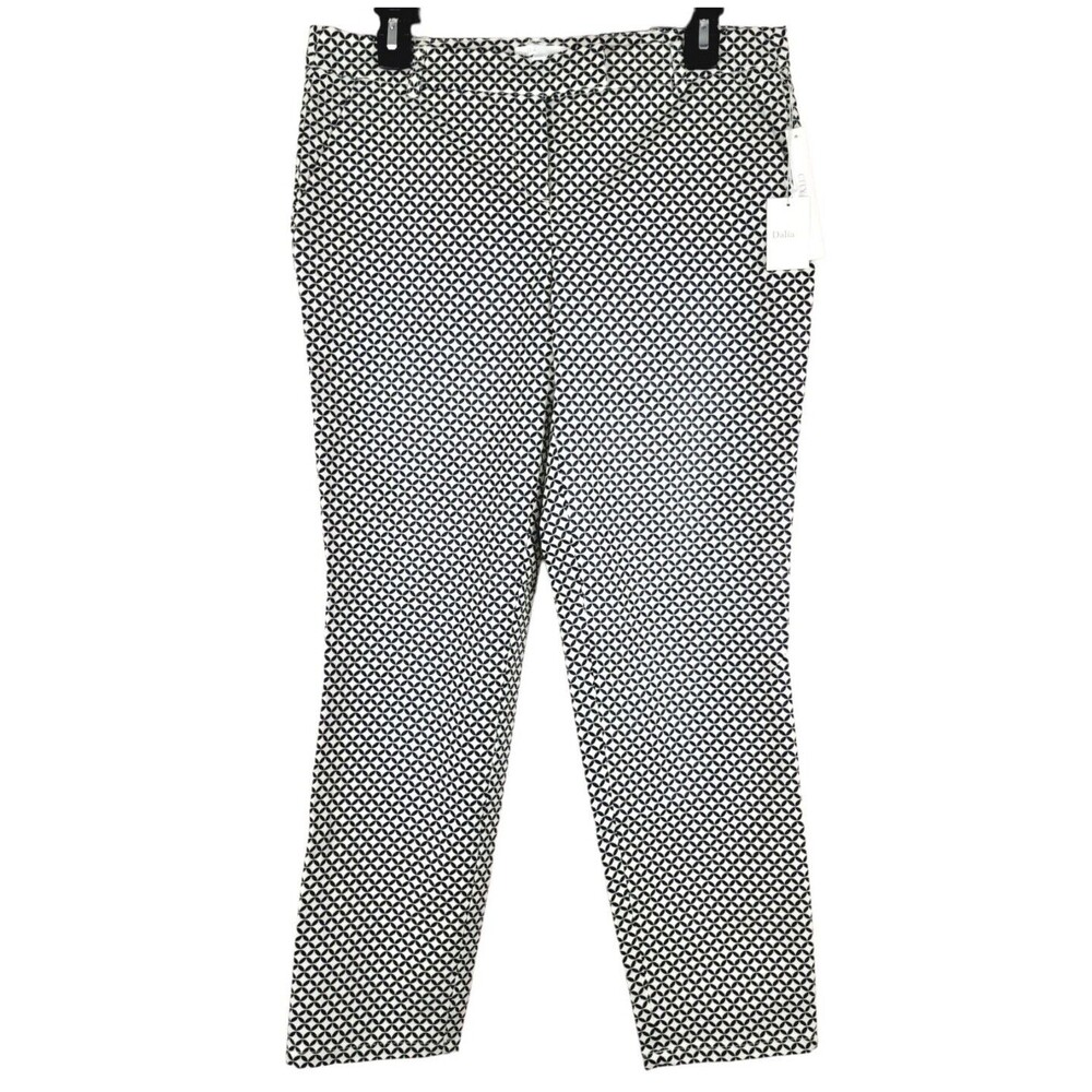NEW Dalia Stretch Ankle Pants Geometric Print City Fit Crop Pants Slim Fit Sz 8